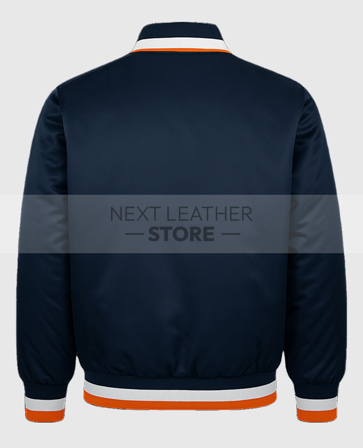 Detroit Tigers Blue Satin Varsity Jacket For Men