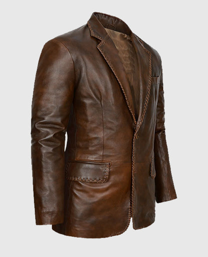 Men's Spanish Medieval Brown Leather Blazer