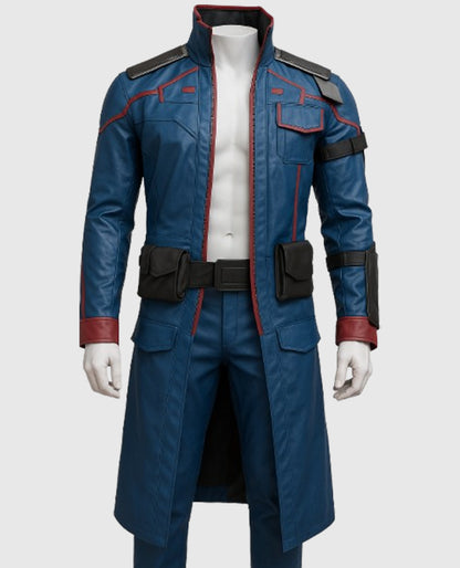 Star Lord Guardians of the Galaxy Blue Leather Coat