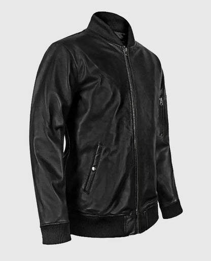 Men's Leather MA-1 Bomber Jacket