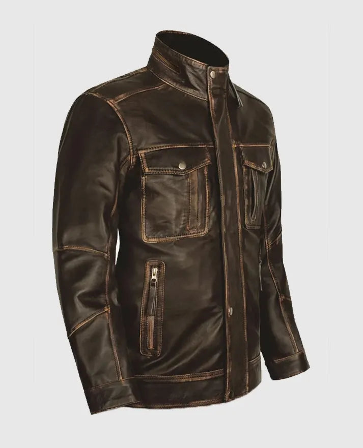 Men's Retro Dark Brown Leather Jacket