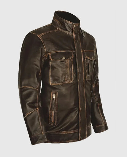 Men's Retro Dark Brown Leather Jacket