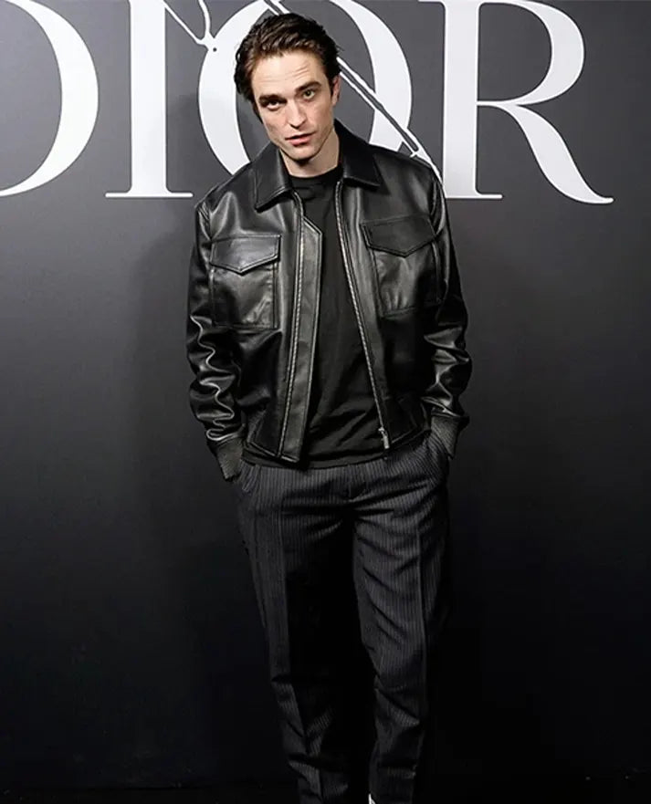 Robert Pattinson 2020 Paris Fashion Show Leather Jacket
