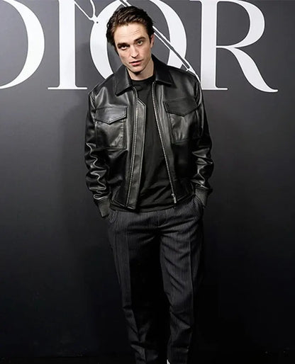 Robert Pattinson 2020 Paris Fashion Show Leather Jacket