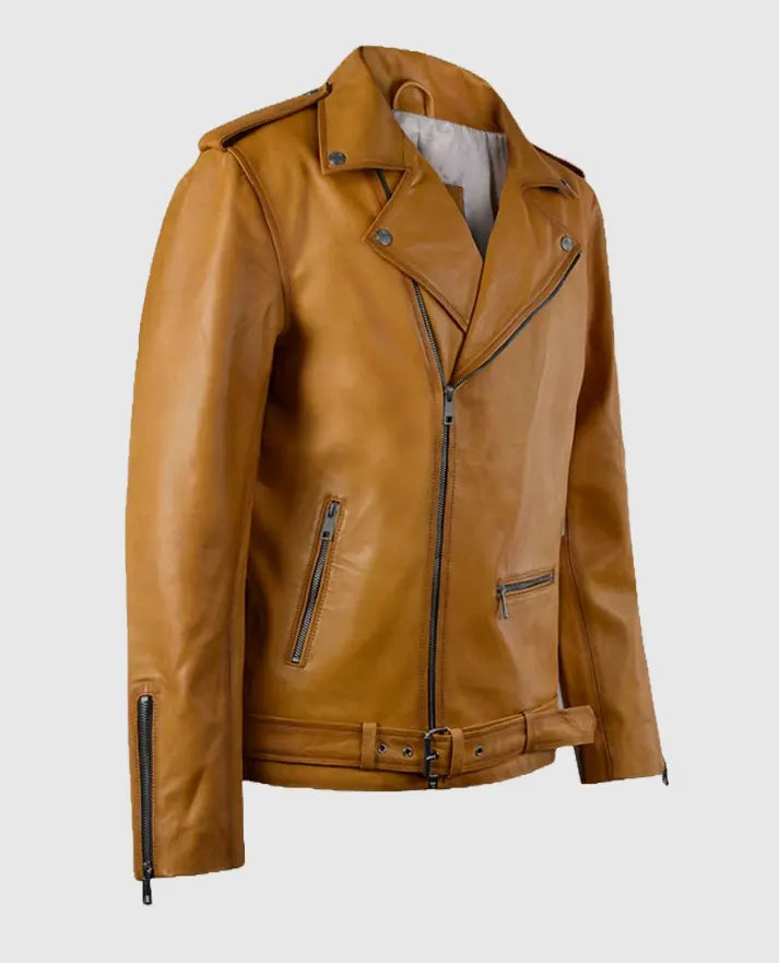 Men's Rutland Caramel Brown Riding Leather Jacket