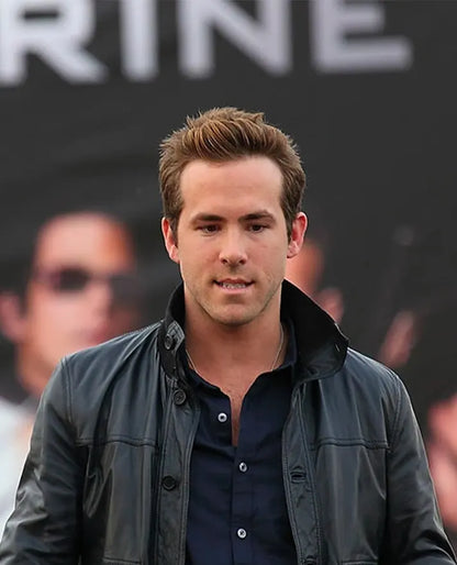Ryan Reynolds Black Bomber Leather Jacket