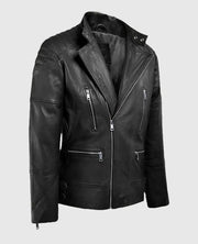 Shotgun Black Moto Leather Jacket For Men