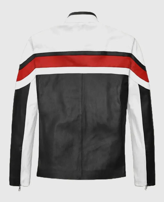 Men's Striped Style Rocker Leather Jacket
