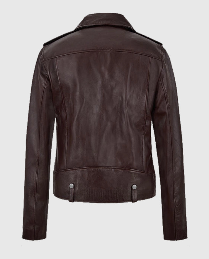 Burgundy Meghan Markle Leather Jacket