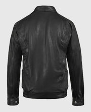 Vintage Bomber Black Leather Jacket For Men