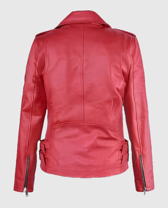 Women's Soft Raspberry Red Leather Jacket