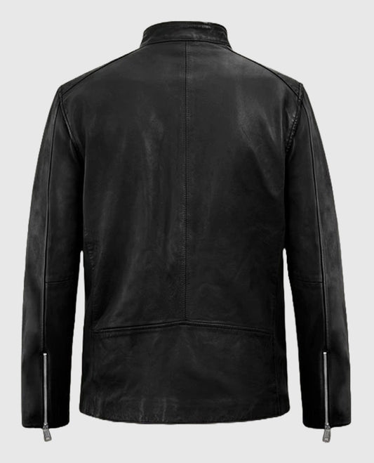 Motorad Black Biker Leather Jacket for Men