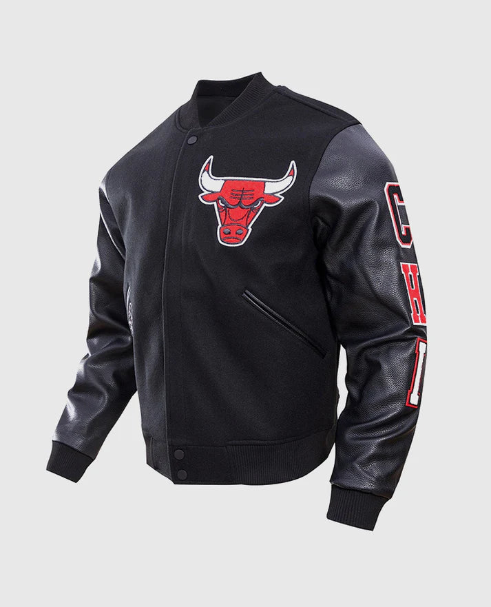 NBA Chicago Bulls Men's Black Varsity Jacket