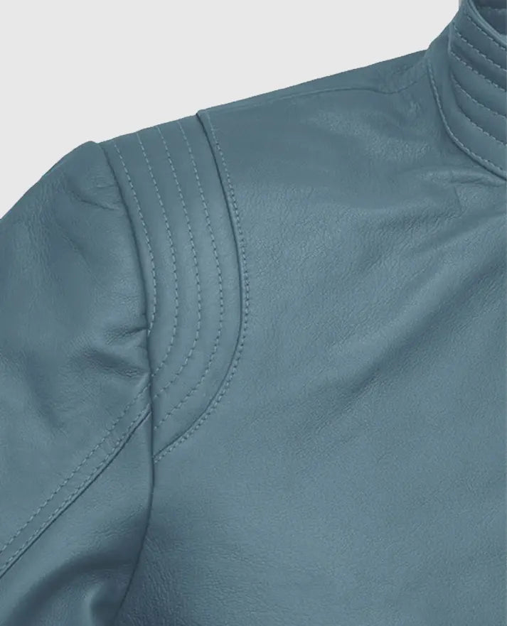 Davin Men's Blue Leather jacket