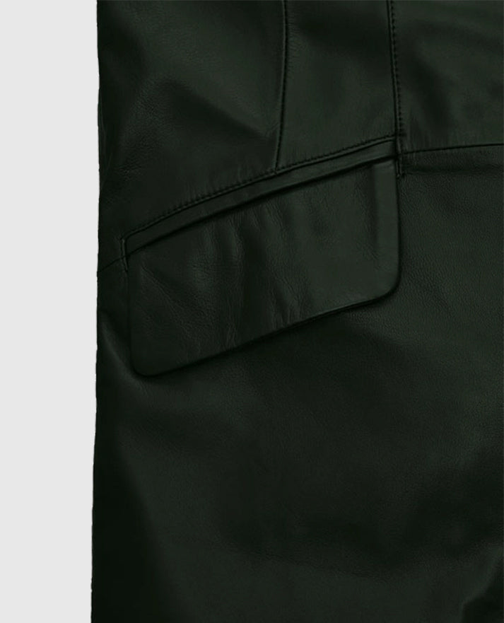 Chelsea Black Leather Long Coat For Women