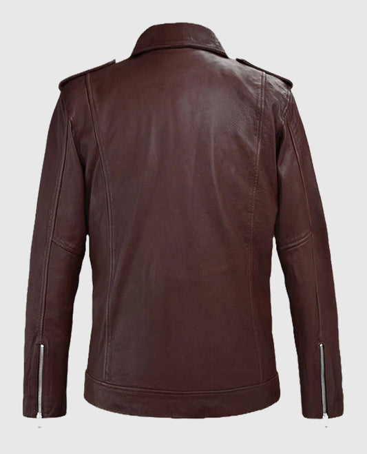 Men's Biker Beast Burgundy Leather Jacket