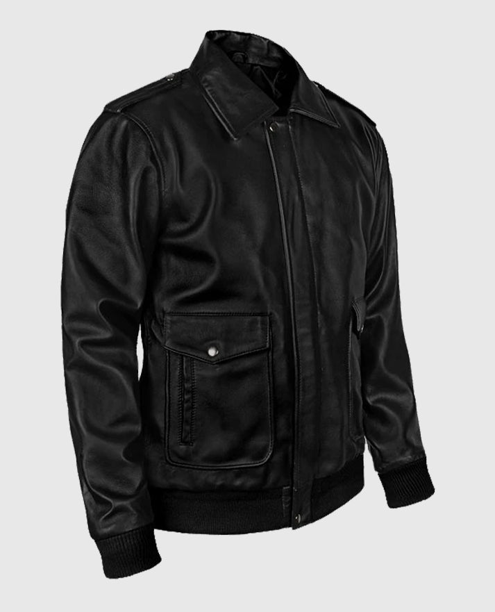 A2 Flight Bomber Leather Jacket For Men