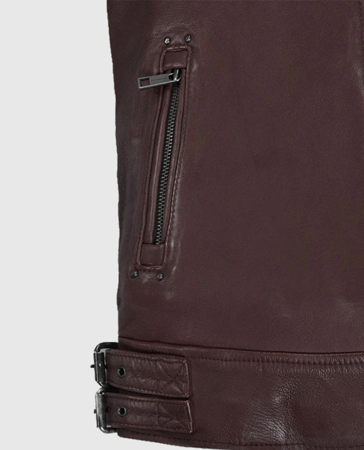 Men's Falcon Rider Burgundy Leather Jacket