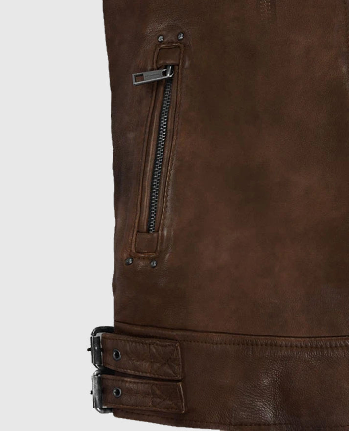Falcon Spanish Brown Rider Leather Jacket For Men