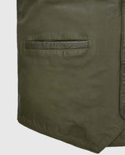 Basicallo Green Washed and Wax Leather Vest For Men