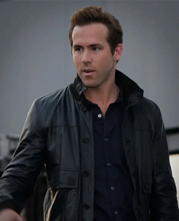 Ryan Reynolds Black Bomber Leather Jacket