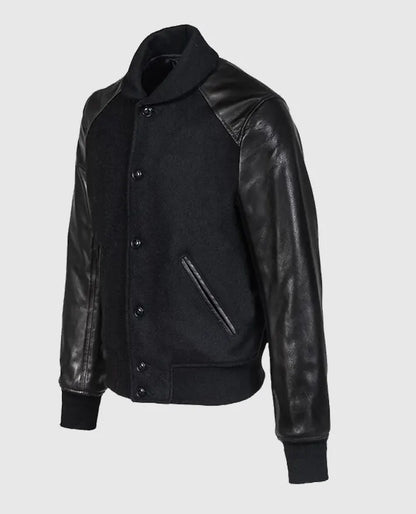 Men's Black Varsity Leather Jacket