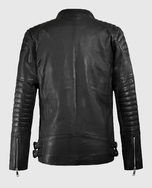 Shotgun Black Moto Leather Jacket For Men