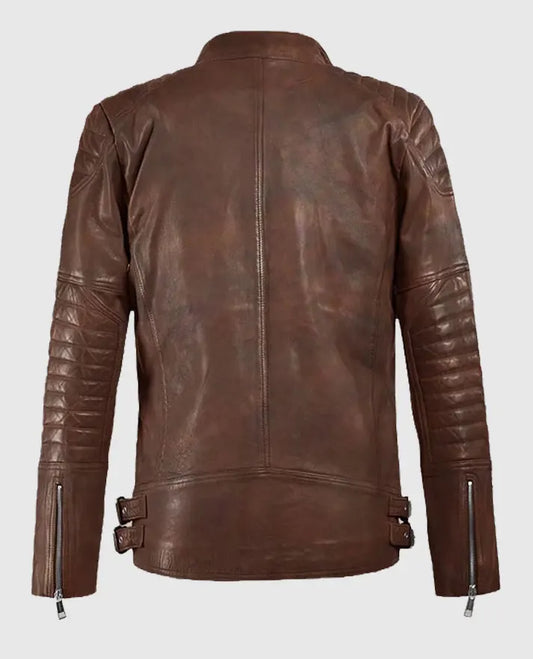 Men's Moto Shotgun Spanish Brown Leather Jacket