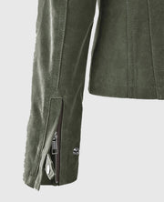 Women's Vintage Olive Suede Leather Jacket