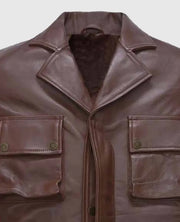 Men's Shirt Style Brown Leather Jacket