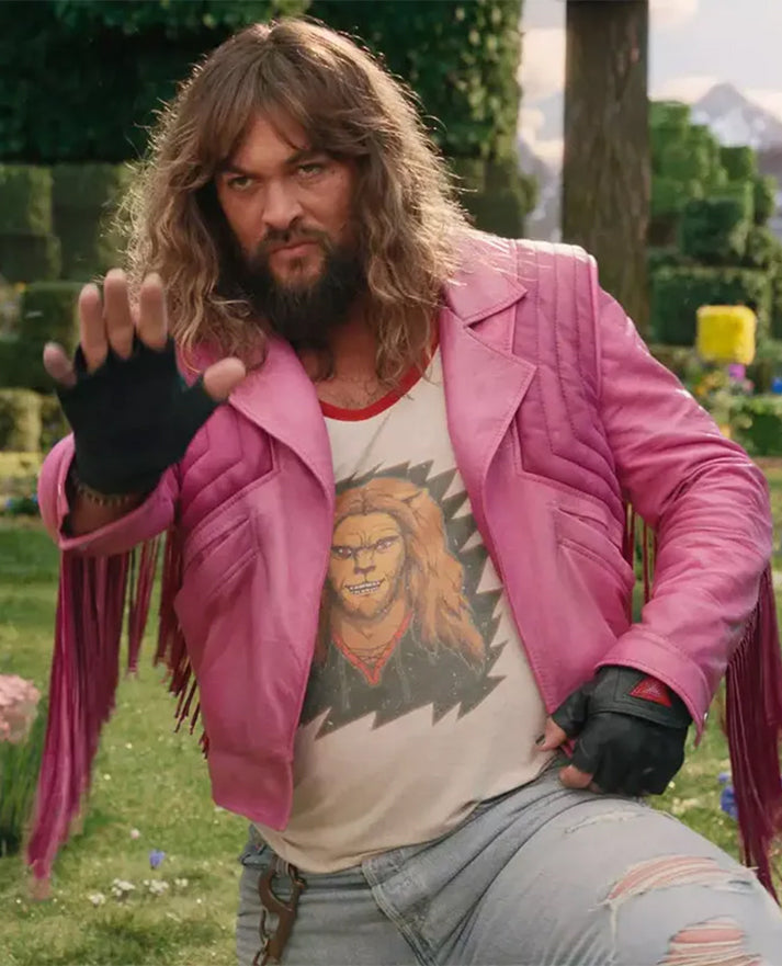 A Minecraft Movie Jason Momoa Pink Leather Jacket