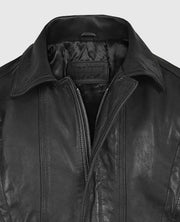 Vintage Bomber Black Leather Jacket For Men