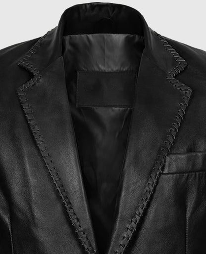 Men's Black Medieval Leather Blazer