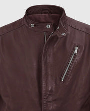 Men's Biker Burgundy Motorad Leather Jacket