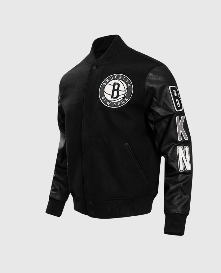 NBA Brooklyn Nets Men's Black Varsity Jacket