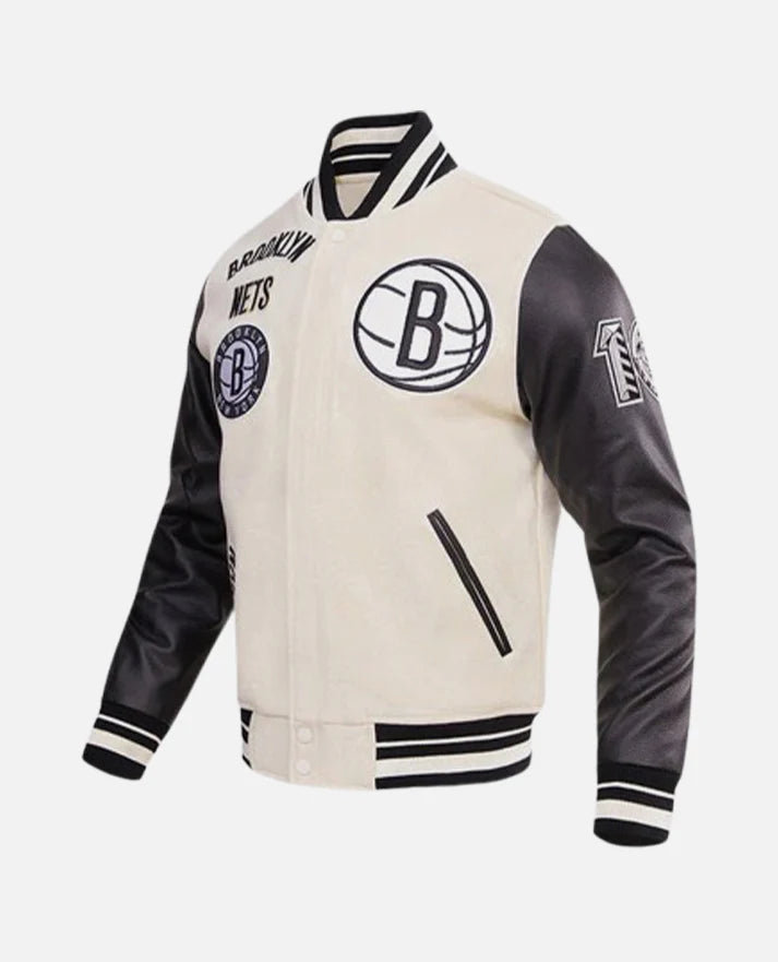 NBA Brooklyn Nets Men's Black & White Varsity Jacket