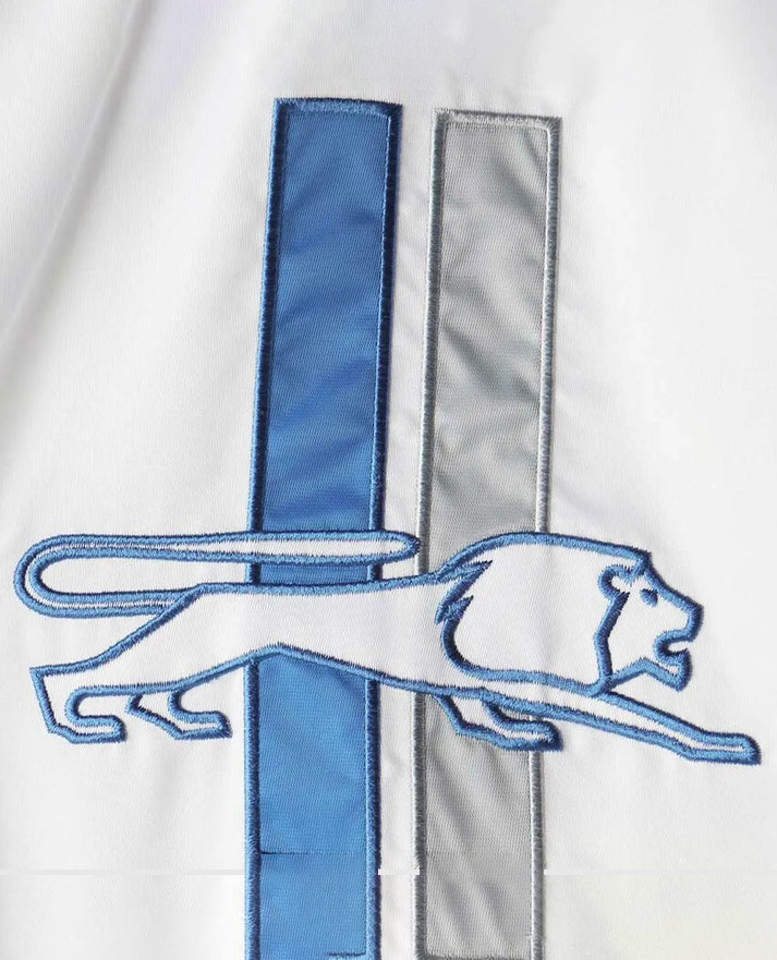 White/Blue Detroit Lions Clean Up Throwback Satin Jacket