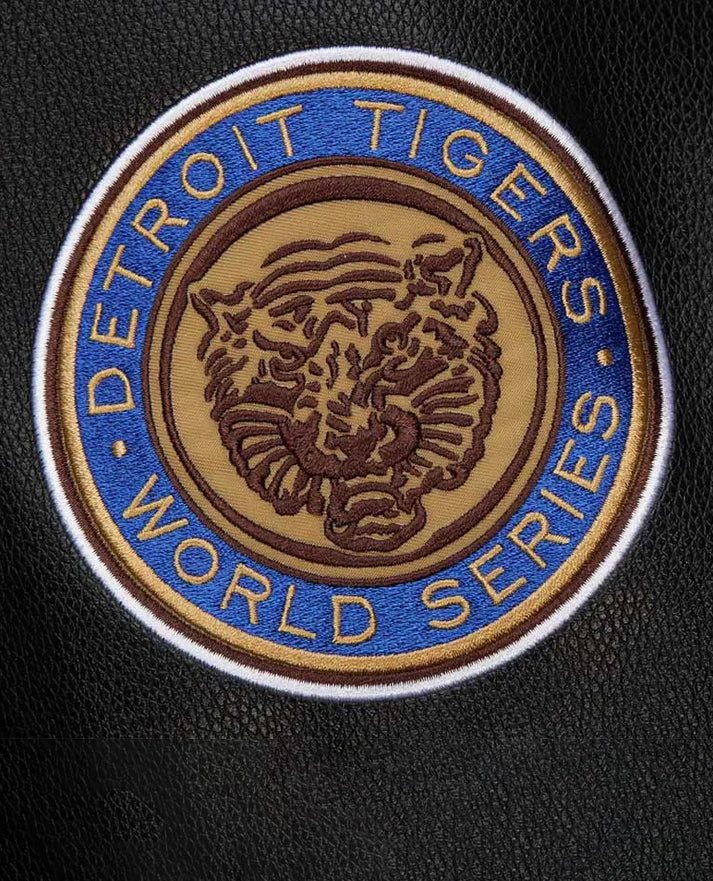 Detroit Tigers Black Out Vintage Logo Varsity Jacket