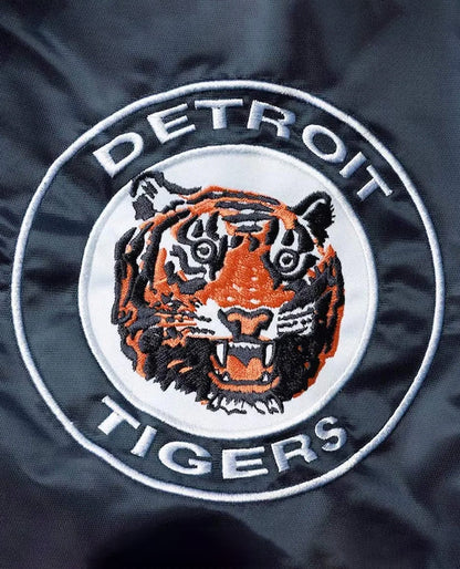 Navy Blue The Captain III Detroit Tigers Satin Jacket