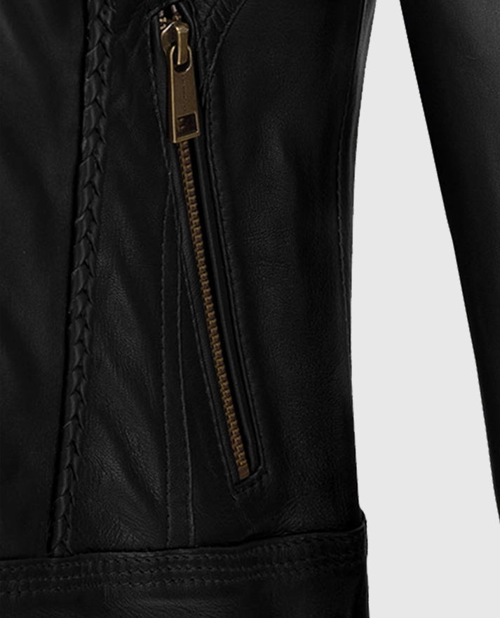 Clova Cafe Racer Leather Jacket For Women