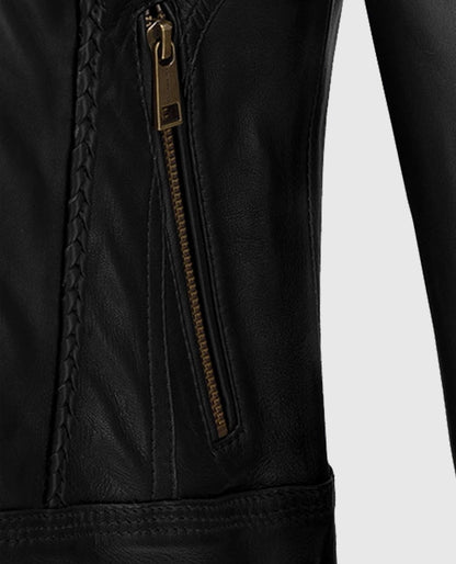 Clova Cafe Racer Leather Jacket For Women