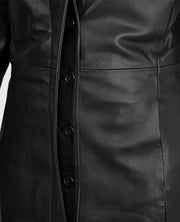 Selena Gomez Black Leather Long Coat