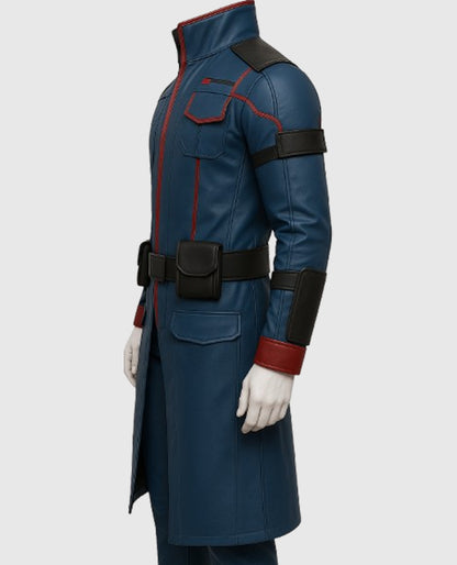 Star Lord Guardians of the Galaxy Blue Leather Coat