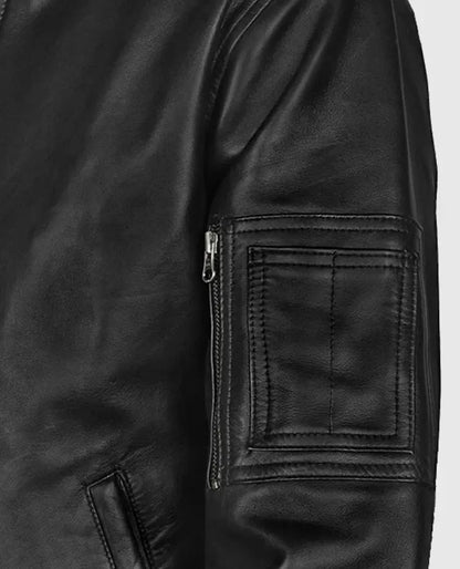 Men's Leather MA-1 Bomber Jacket