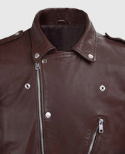 Men's Biker Beast Burgundy Leather Jacket