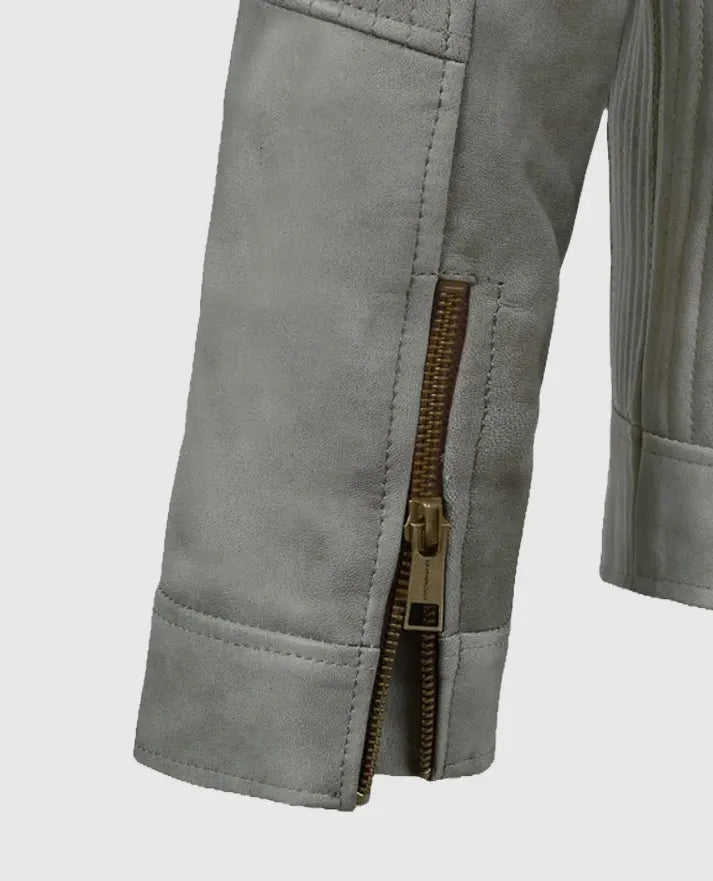 Men's Harbor Gray Biker Suede Jacket