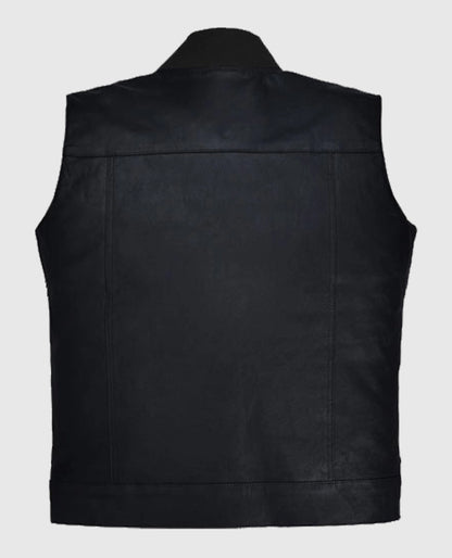 Men's Casual Black Leather Vest