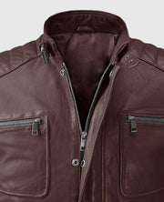 Men's Burgundy Firefly Moto Leather Jacket
