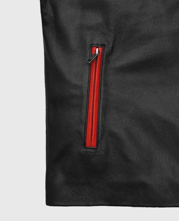 Men's Striped Style Rocker Leather Jacket