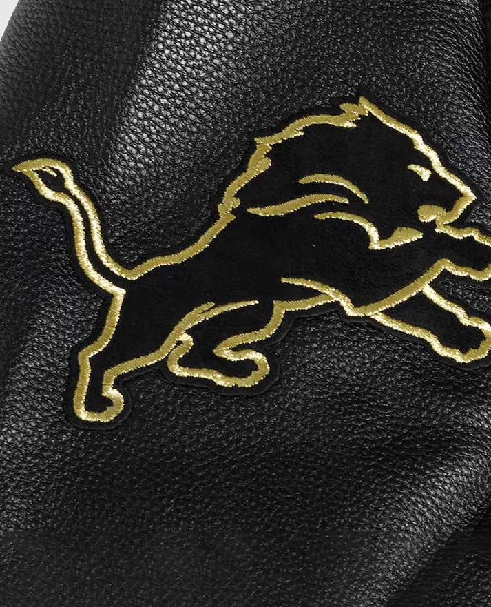 Detroit Lions Full-Zip Black & Gold Varsity Jacket